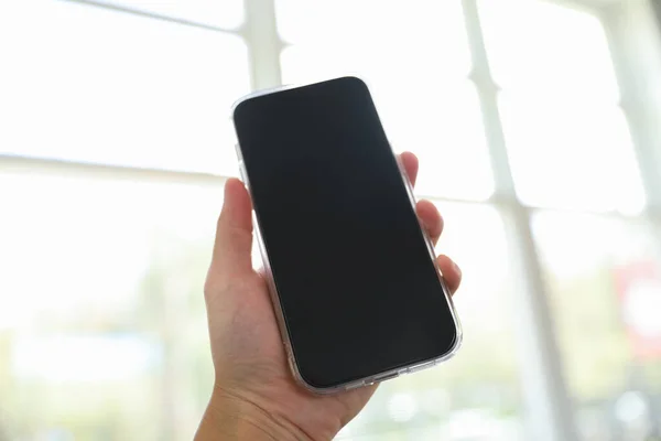 Una Pantalla Vacía Teléfono Negro Simboliza Potencial Desconexión Adicción Tecnología — Foto de Stock
