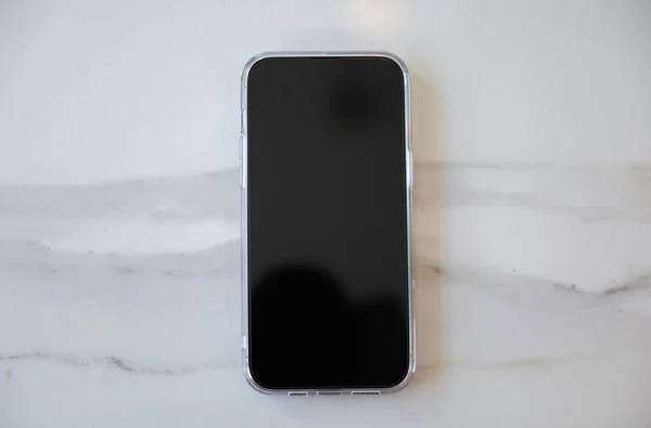 Une Maquette Vide Écran Téléphone Noir Symbolise Potentiel Déconnexion Dépendance — Photo