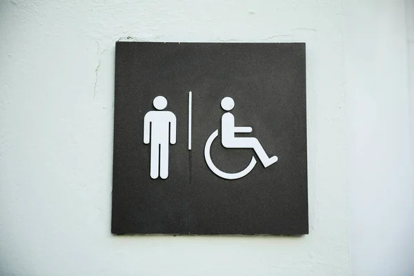 Letrero Del Baño Con Figuras Una Niña Hombre Símbolo Discapacidad —  Fotos de Stock