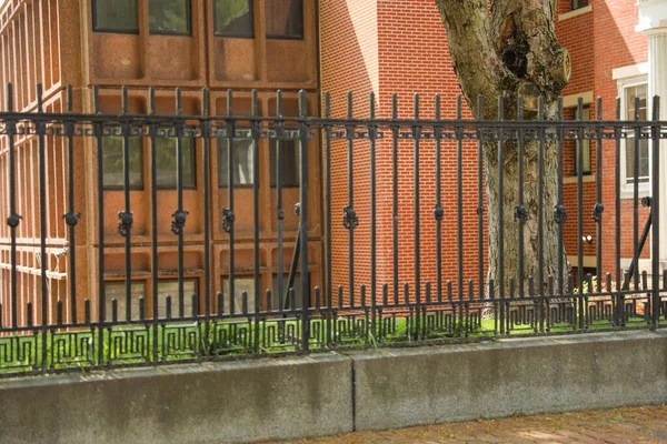Black Metal Fence Symbolizes Boundaries Protection Security Represents Division Spaces Stock Picture