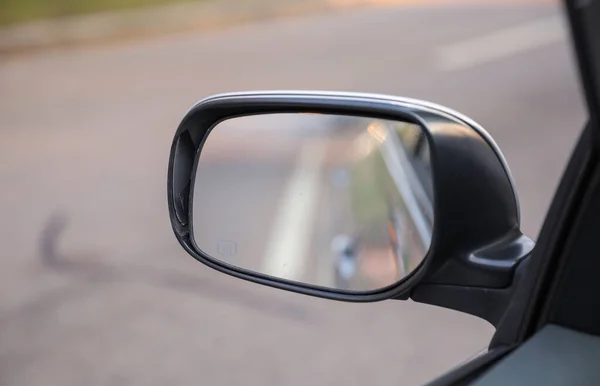 Car Mirror Symbolizes Reflection Awareness Safety Represents Ability See One — Stock Photo, Image