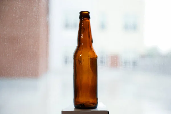 Botella Cerveza Con Una Etiqueta Vacía Evoca Recuerdos Camaradería Anticipación —  Fotos de Stock