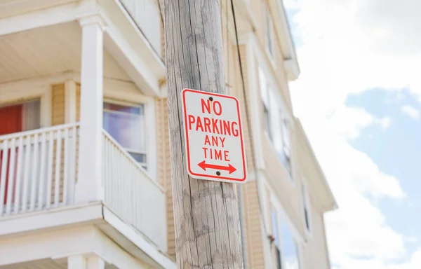 Parking Sign Signifies Restriction Prohibition Enforcement Designated Areas Parking Allowed — Stock Photo, Image