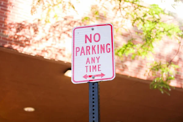 Parking Sign Signifies Restriction Prohibition Enforcement Designated Areas Parking Allowed — Stock Photo, Image