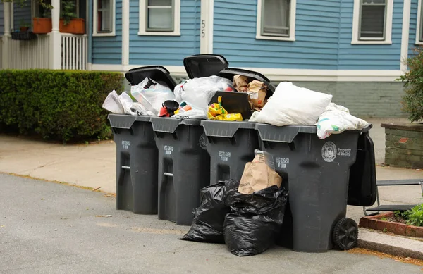 Mülltonnen Symbolisieren Abfallwirtschaft Sauberkeit Verantwortungsvolle Entsorgung Und Die Wichtigkeit Der — Stockfoto