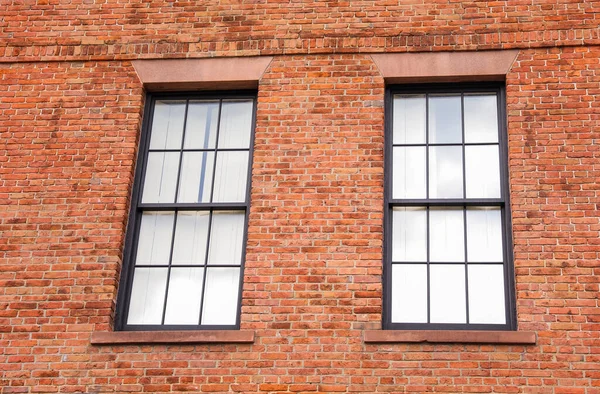 Brick Buildings Windows Symbolize Strength Stability Urban Progress Capturing Essence — Stock Photo, Image