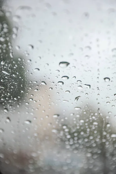 Raindrops Gracefully Dance Window Pane Reflecting Moody Rainy Day Symbolizing — Stock Photo, Image