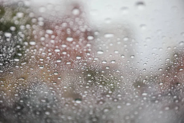 Raindrops Gracefully Dance Window Pane Reflecting Moody Rainy Day Symbolizing — Stock Photo, Image