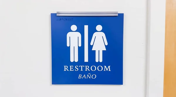 Restroom Sign Depicting Gender Icons Woman Man Symbolizing Social Issues — Stock Photo, Image