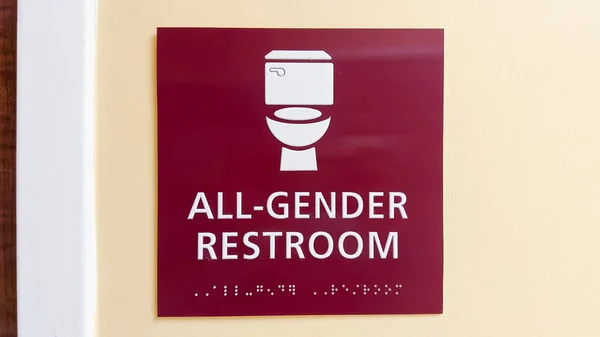 Restroom Sign Depicting Gender Icons Woman Man Symbolizing Social Issues — Stock Photo, Image