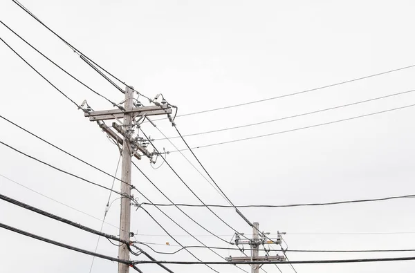 Líneas Transmisión Energía Cables Poste — Foto de Stock