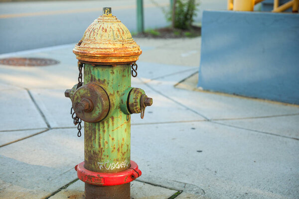 fire hydrant with red brick
