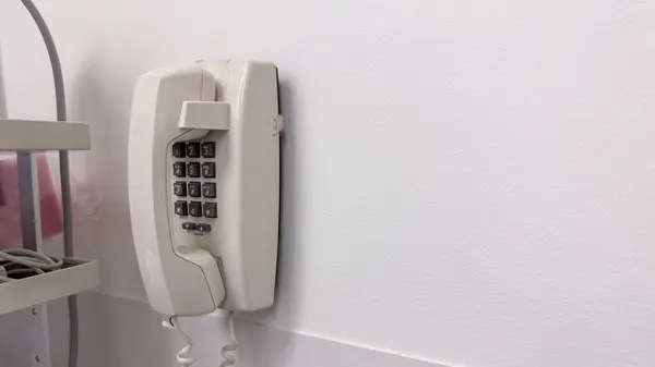 White Telephone Black Background — Stock Photo, Image