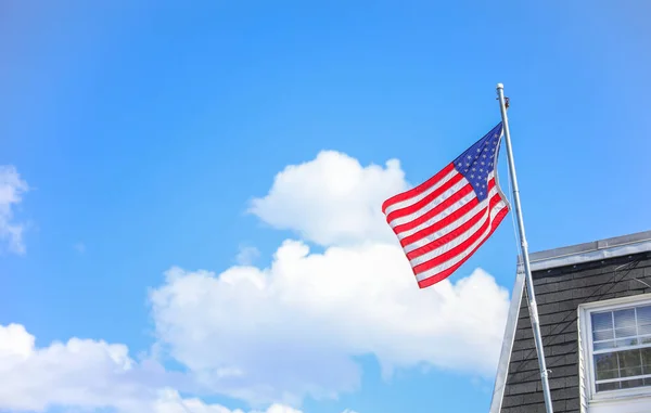 American Flag White Waving American Flag Blue Sky Background — Stock Photo, Image