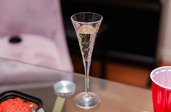 Champagne Ett Glas Med Flaska — Stockfoto
