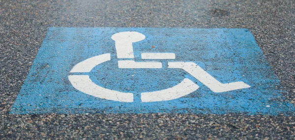 Signo Discapacidad Silla Ruedas Azul —  Fotos de Stock