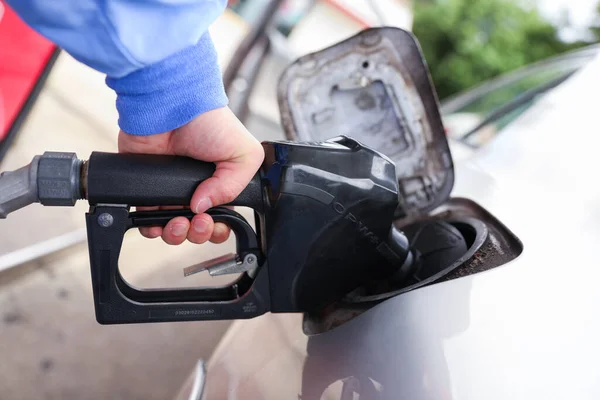 Hand Filling Fuel Tank Gas Station Royalty Free Stock Images