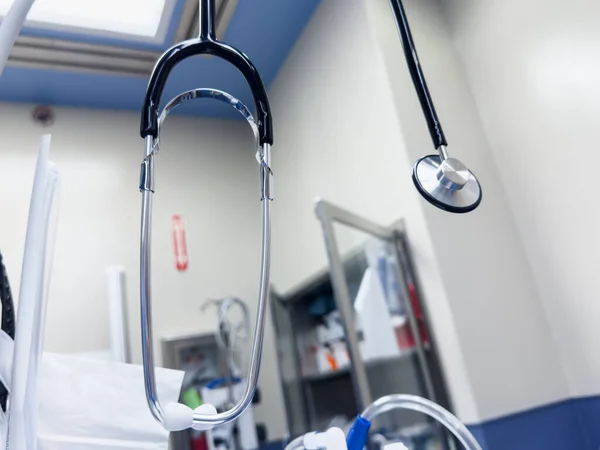 Gros Plan Stéthoscope Médical Dans Chambre Hôpital — Photo