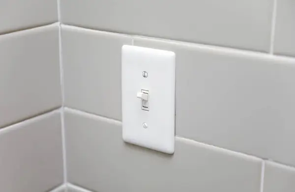 Biały Wyłącznik Elektryczny Białym Tle Ściany — Zdjęcie stockowe