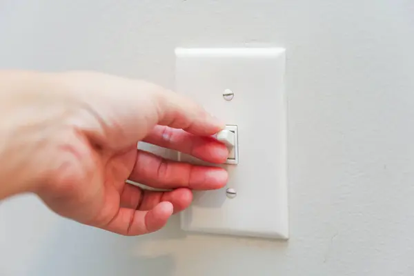 Man Hand Plug Switch Power Switch Stock Photo