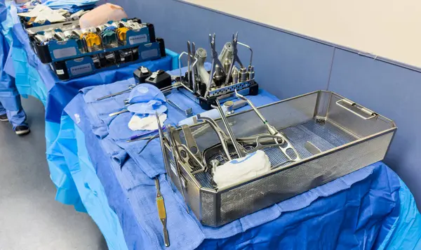 surgery room with equipment and tools in operating room