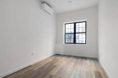 Beyaz duvarları olan boş bir oda. İç dizayn. 3d oluşturma 