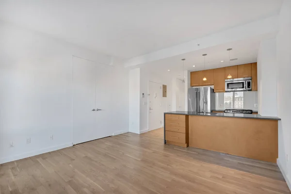 Empty Living Room Interior Modern Kitchen Rendering — Stock Photo, Image