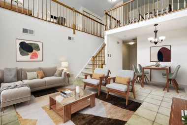 Oturma odasının 3 boyutlu canlandırması 