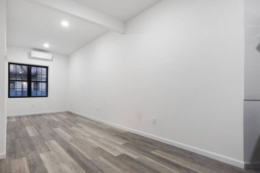 Beyaz duvarları olan boş bir oda. İç dizayn. 3d oluşturma 