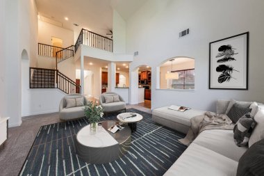 Modern bir apartmanın içinde. 3d oluşturma