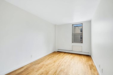 Parke döşeme tasarımlı boş bir oda. 3d oluşturma