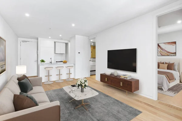 Interior Modern Living Room Sofa White Walls — Stock Photo, Image