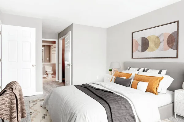 Renderizado Interior Del Dormitorio Moderno Diseño Renderizado —  Fotos de Stock