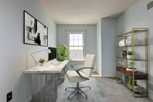 Moderní Obývací Pokoj Stolem Židlí Vykreslování Design — Stock fotografie