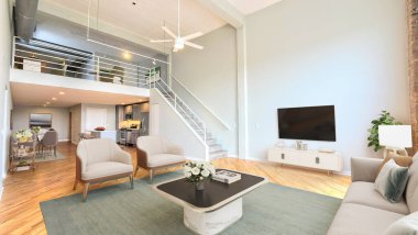 Oturma odasının 3 boyutlu canlandırması 