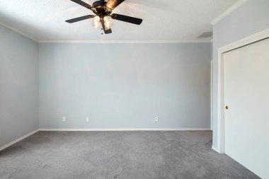 Yerde halı olan boş bir odanın iç tasarımı. 3d oluşturma 