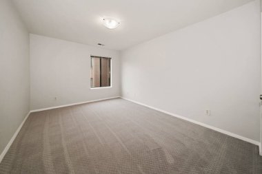 Halısı olan boş bir odanın iç tasarımı. 3d oluşturma 