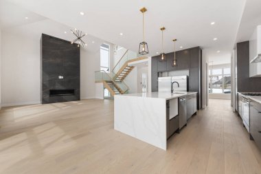 Modern bir yatak odası. 3d oluşturma 