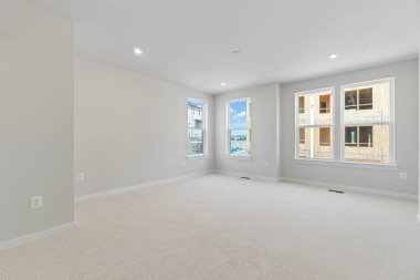 Modern apartman odasının içi, 3 boyutlu.