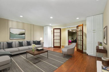 Modern oturma odasının içi.