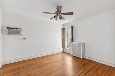 Boş yatak odasının içi. 3d oluşturma