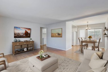 Modern oturma odası iç. 3D render