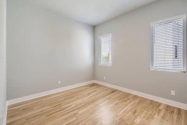 Boş yatak odası olan modern bir iç mekan. 3d oluşturma