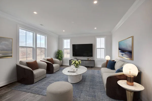 Modern Living Room Interior Rendering — Stock Photo, Image