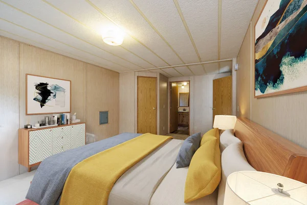近代的な寝室のインテリア 3Dレンダリング — ストック写真