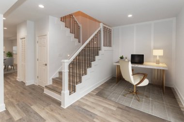 Modern apartmanın içinde. 3d oluşturma