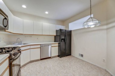 Modern mutfak iç mimarisi. 3B görüntüleme
