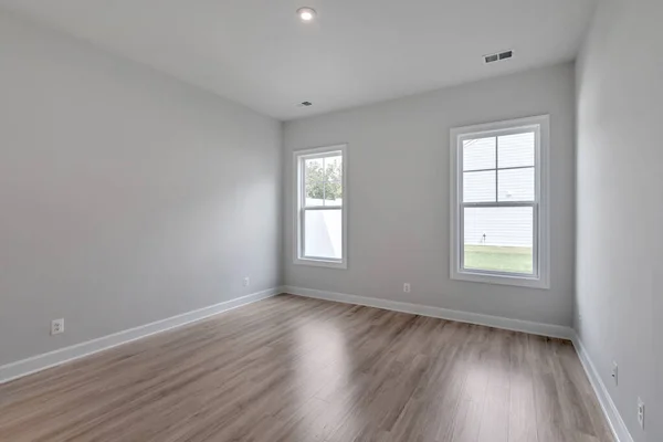 Ruang Kosong Dengan Dinding Putih Dan Lantai Kayu Rendering — Stok Foto