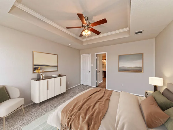 Apartment Main Bedroom Modern Furniture — Stock Photo, Image