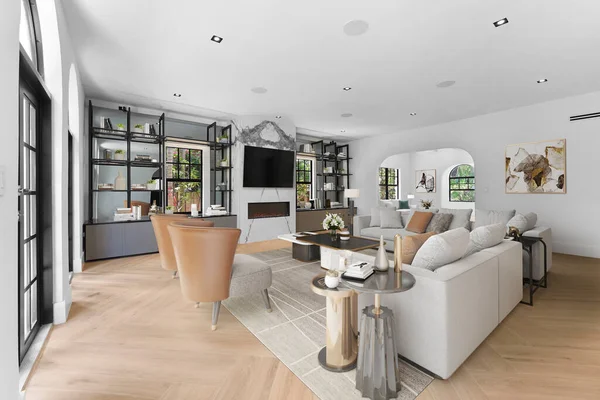Modern Living Room Interior Rendering — Stock Photo, Image